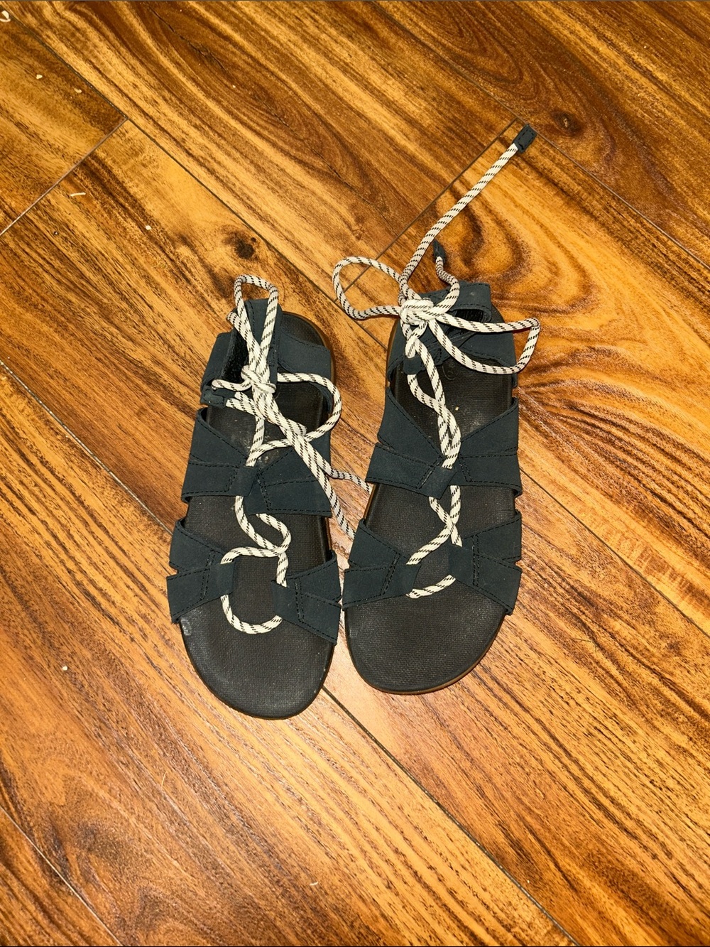 Womens Chaco Black Lace-Up Gladiator Sandals